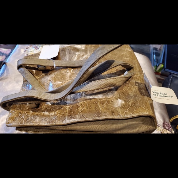 Viva Bags of California Handbag Taupe reptile print leather purse - Picture 3 of 7